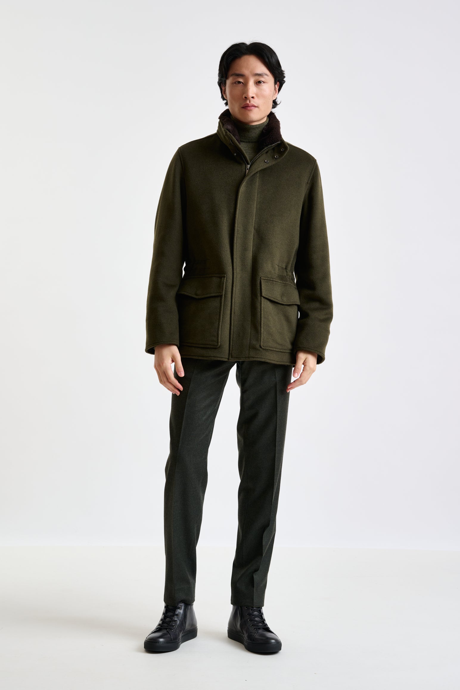 Olive Green wool York Field Jacket Zeus — detail 6