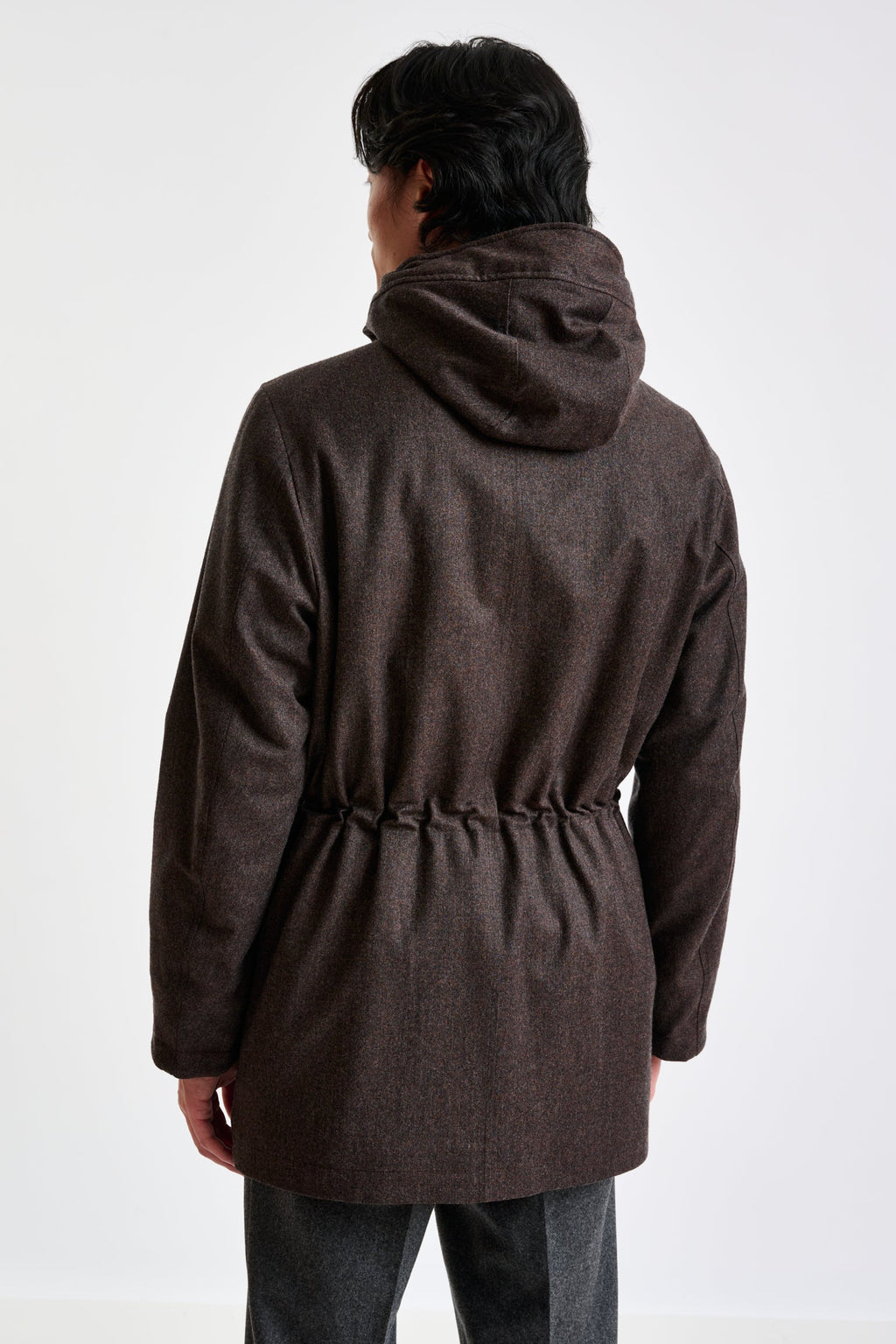 Brown 100% Tech Wool Flannel Bedford Parka — detail 5