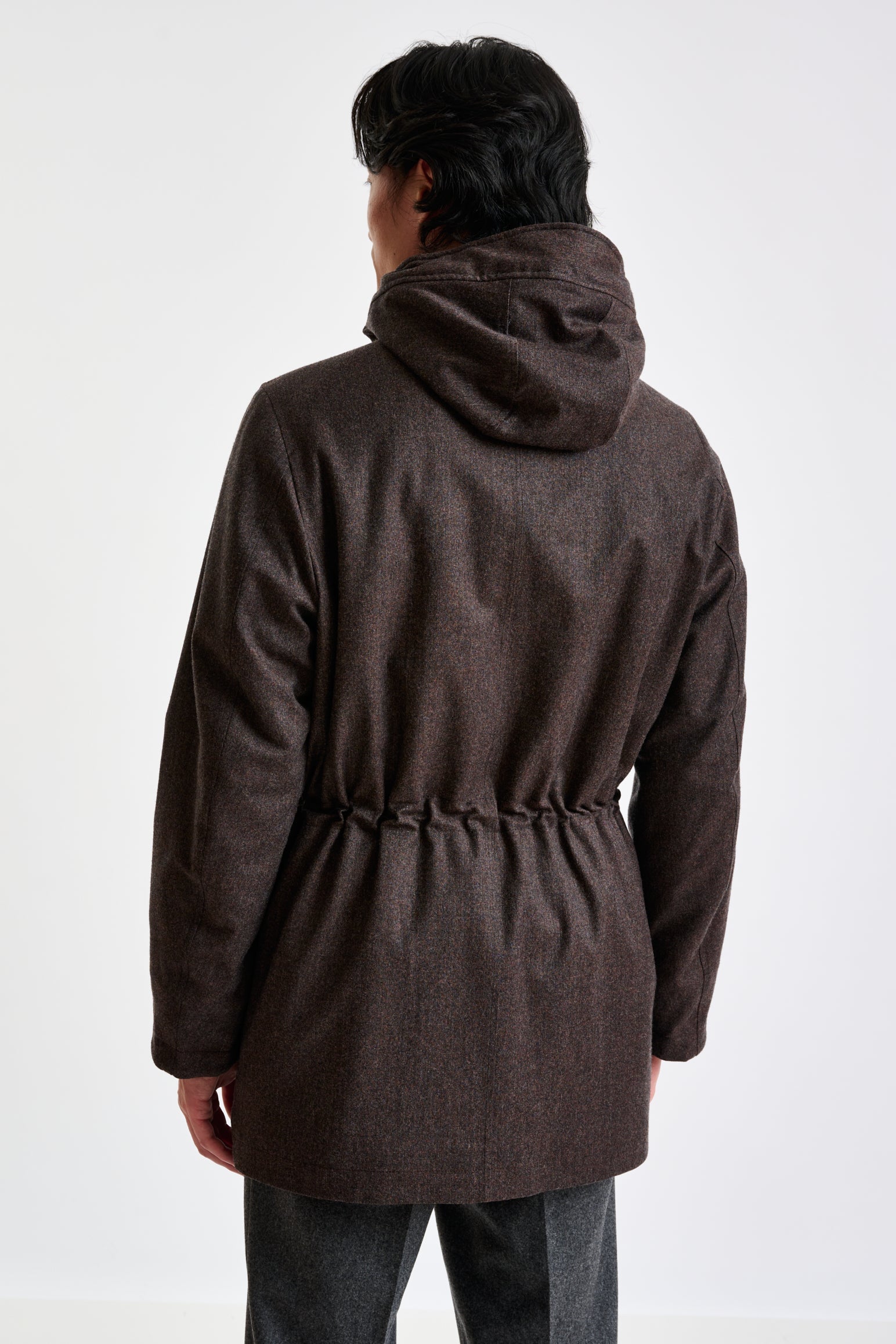 Brown 100% Tech Wool Flannel Bedford Parka — detail 5