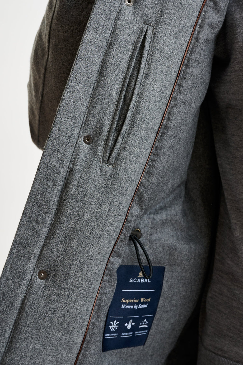 Grey 100% Tech Wool Flannel Bedford Parka — detail 3