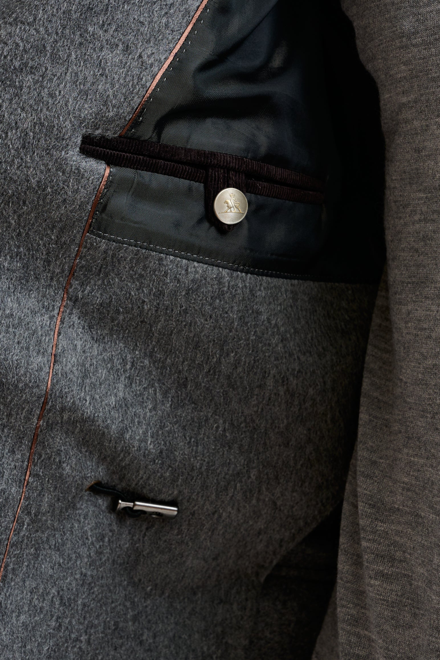 Grey 100% Tech Wool Flannel Bedford Parka — detail 4