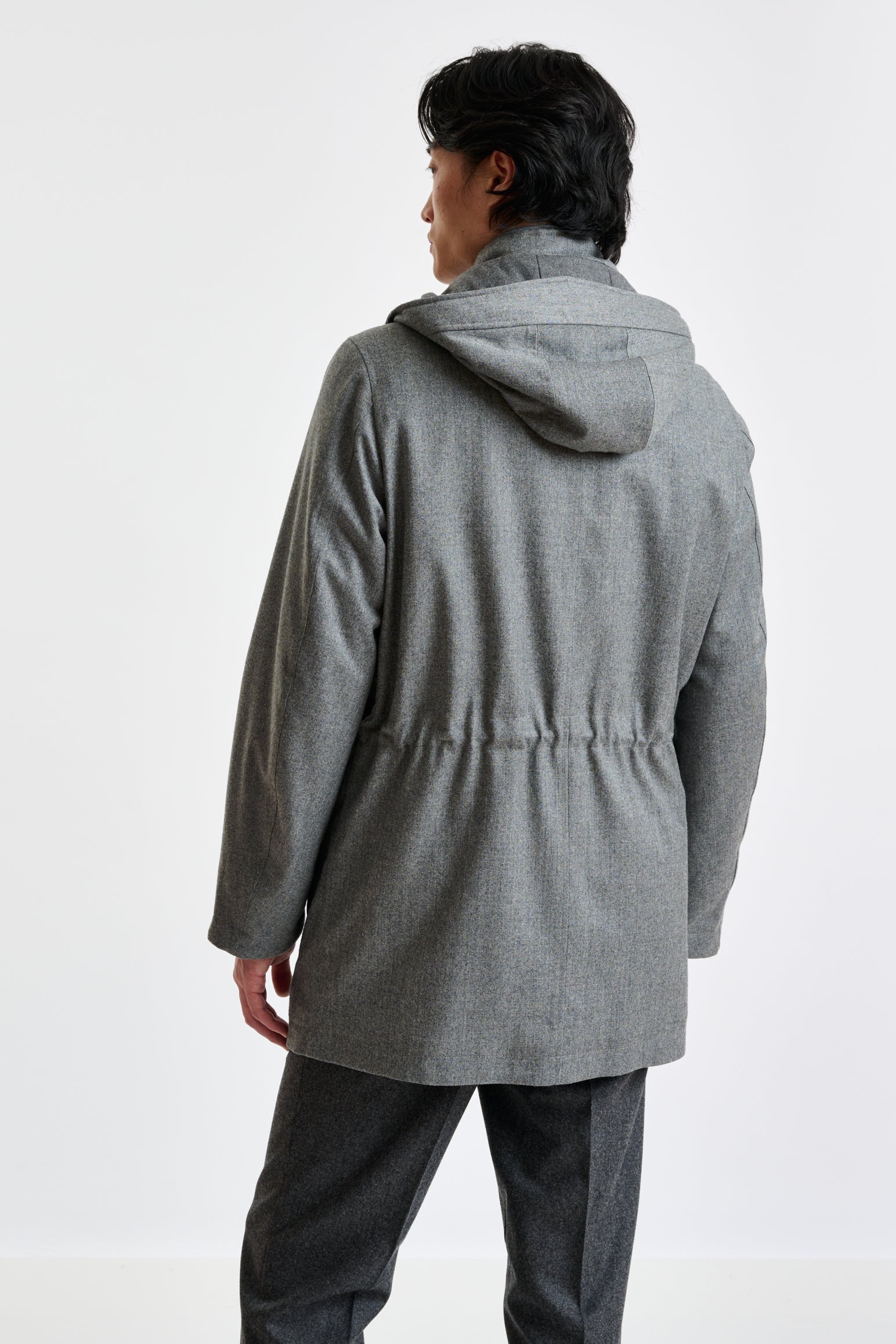 Grey 100% Tech Wool Flannel Bedford Parka — detail 5