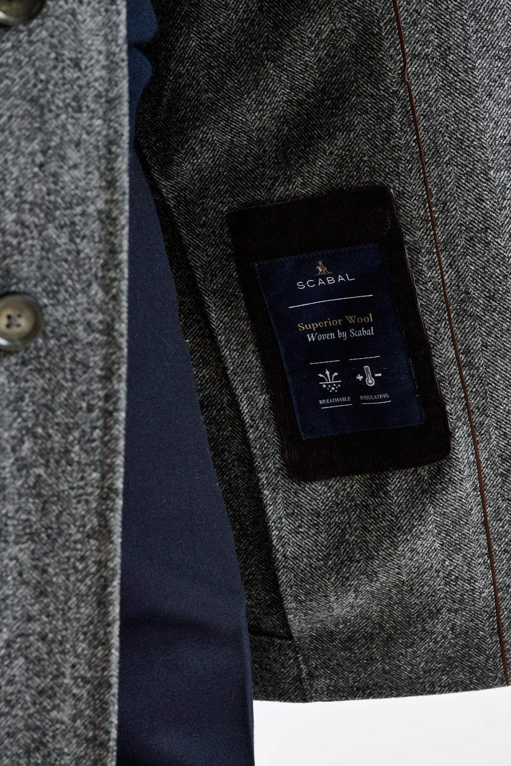 Grey Wool Leeds Coat Zeus — detail 5