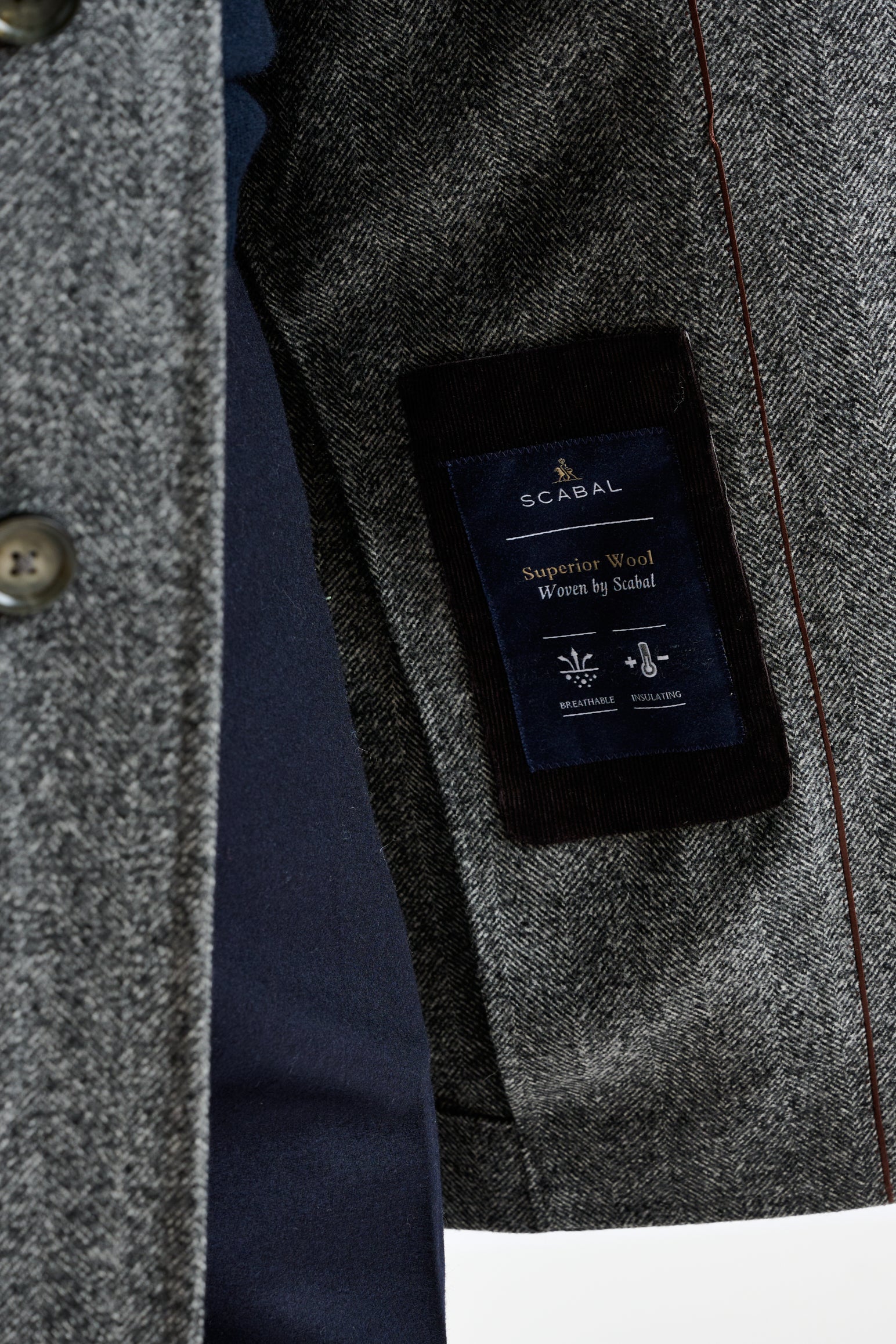 Grey Wool Leeds Coat Zeus — detail 5