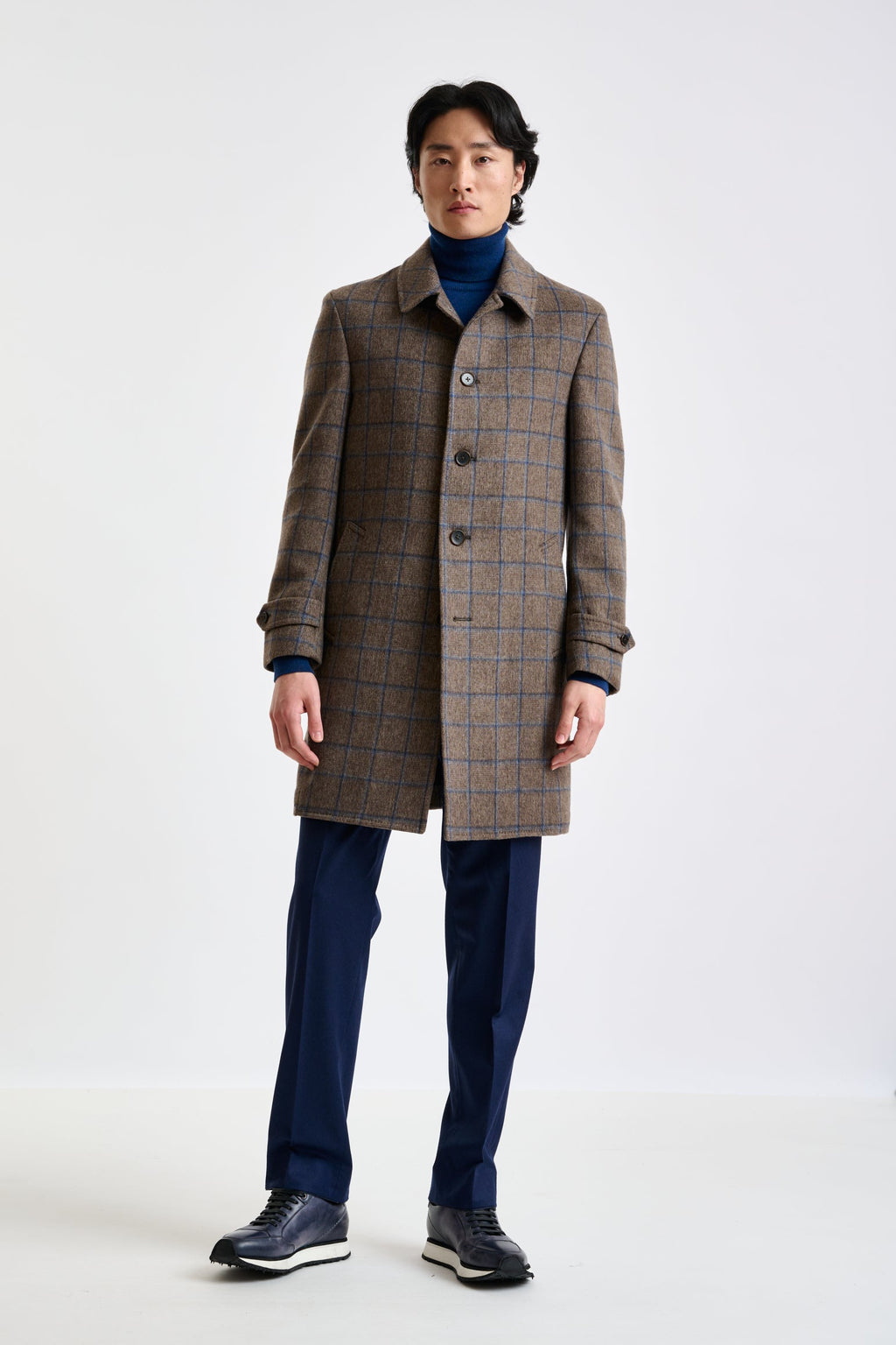 Brown Check Wool Leeds Coat — detail 2