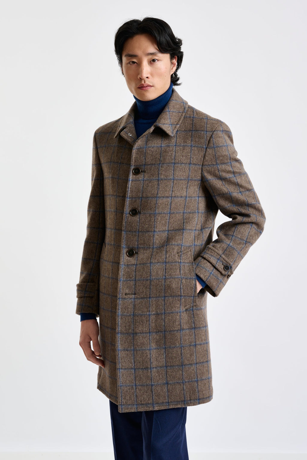Brown Check Wool Leeds Coat