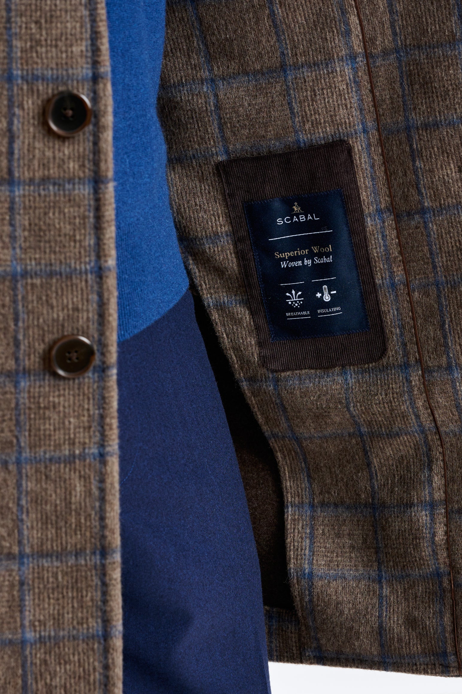 Brown Check Wool Leeds Coat — detail 4