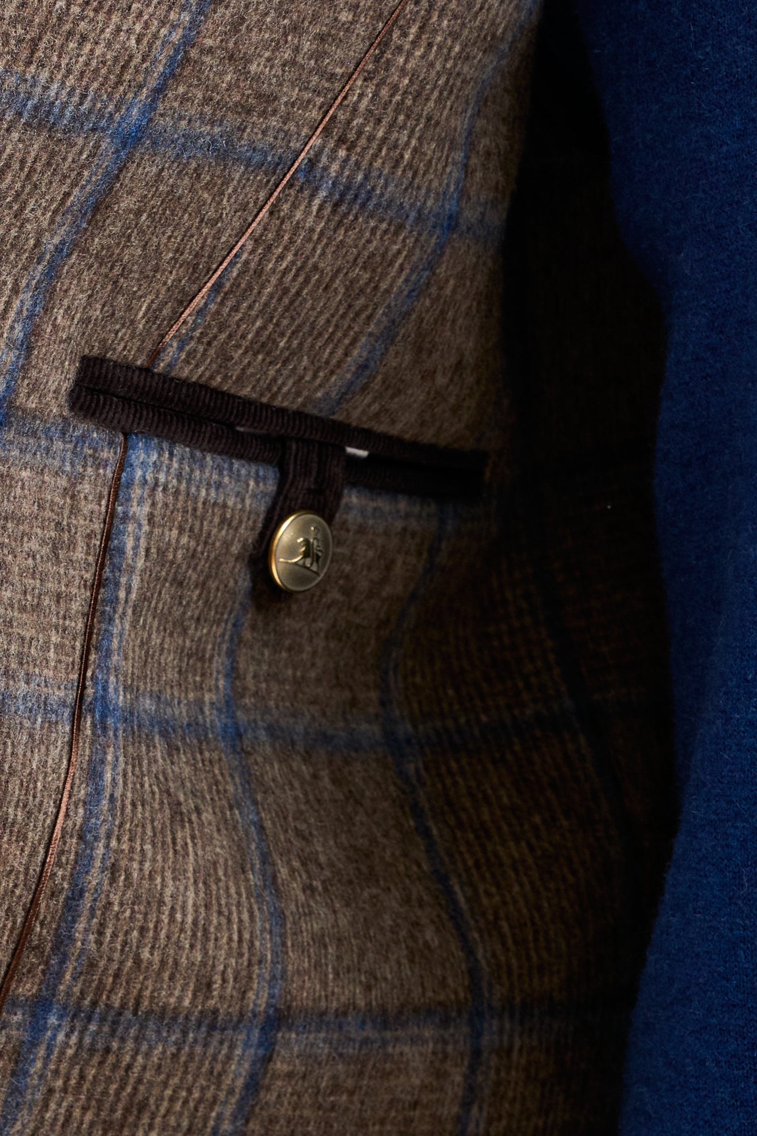 Brown Check Wool Leeds Coat — detail 6