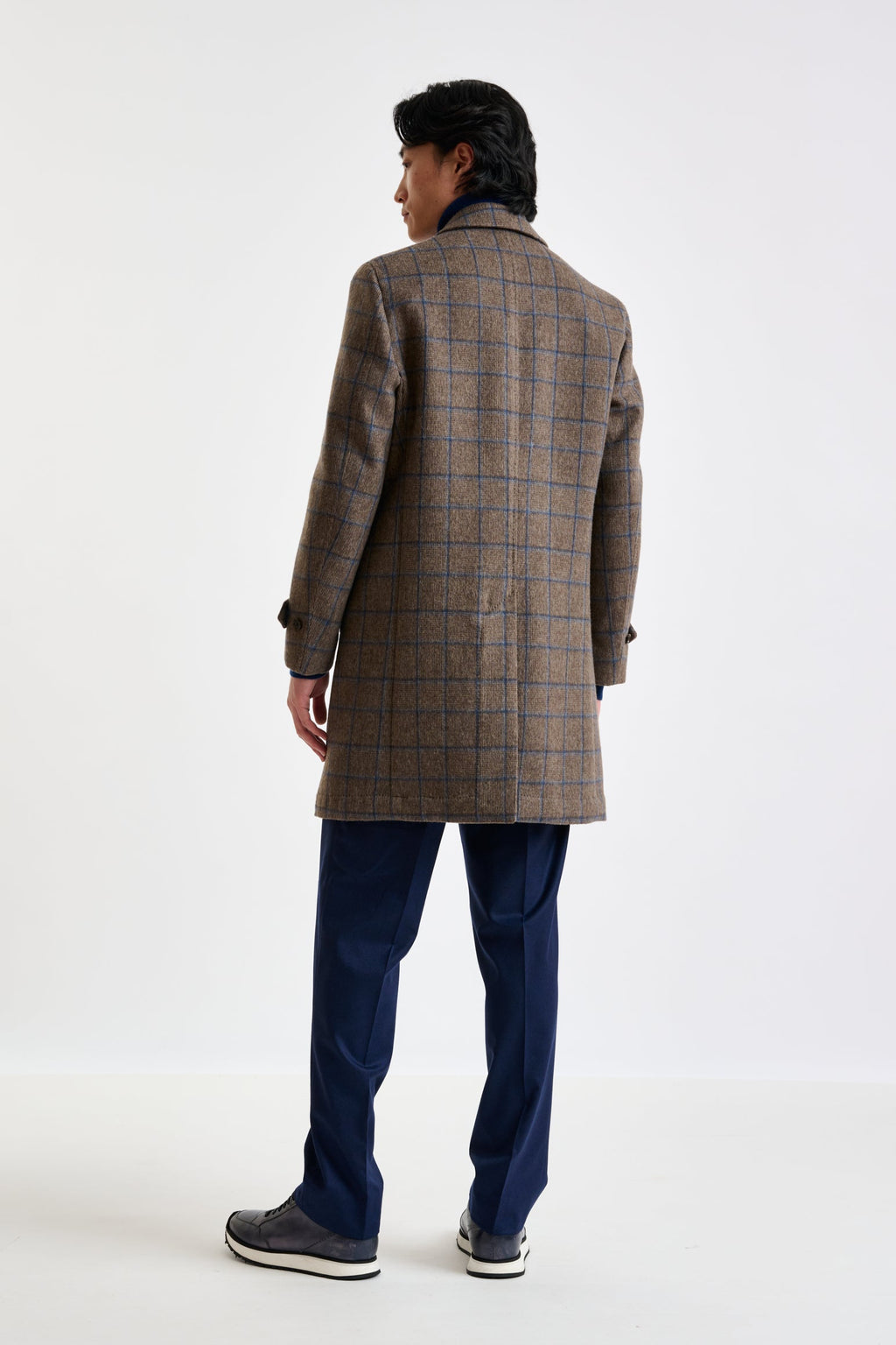 Brown Check Wool Leeds Coat — detail 3