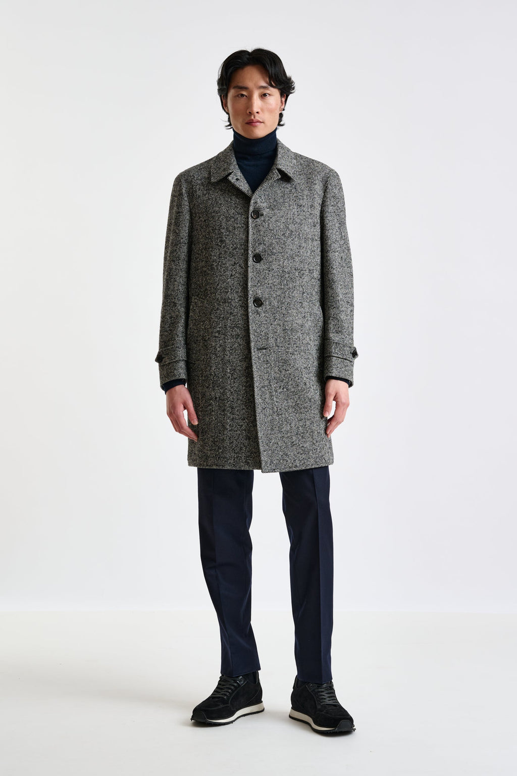 Grey Melange Wool Leeds Coat — detail 2
