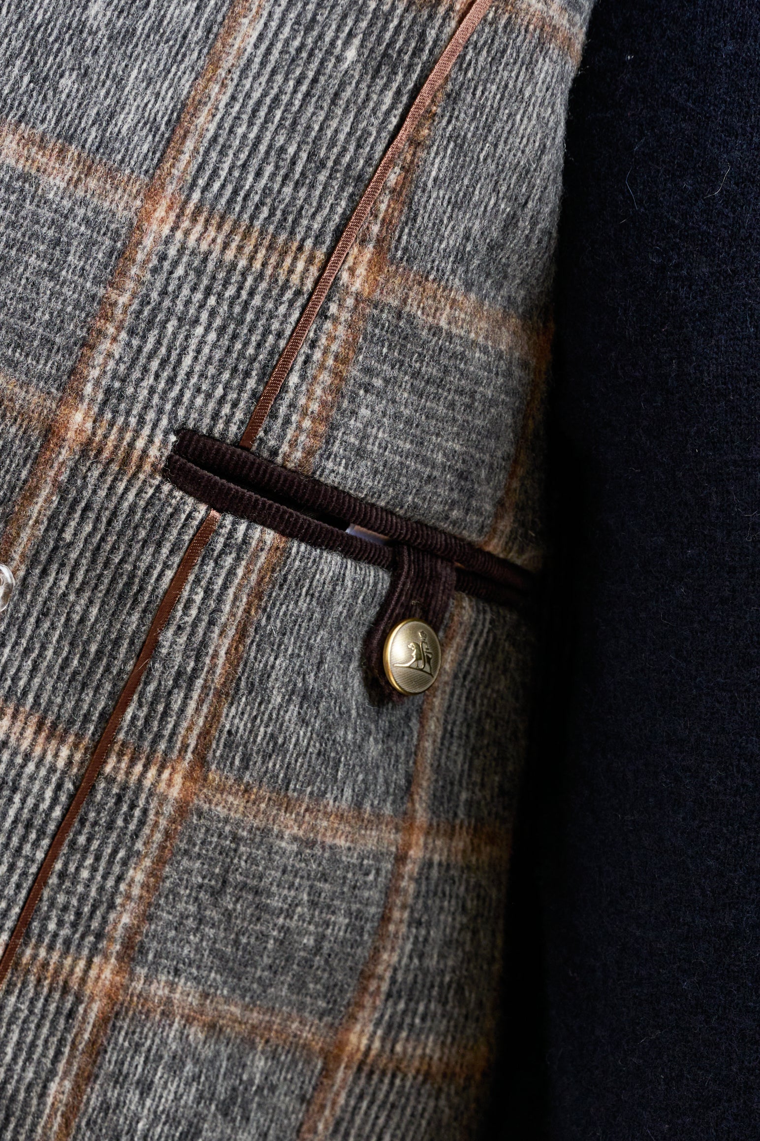 Grey Check Wool Nelson Peacoat — detail 5