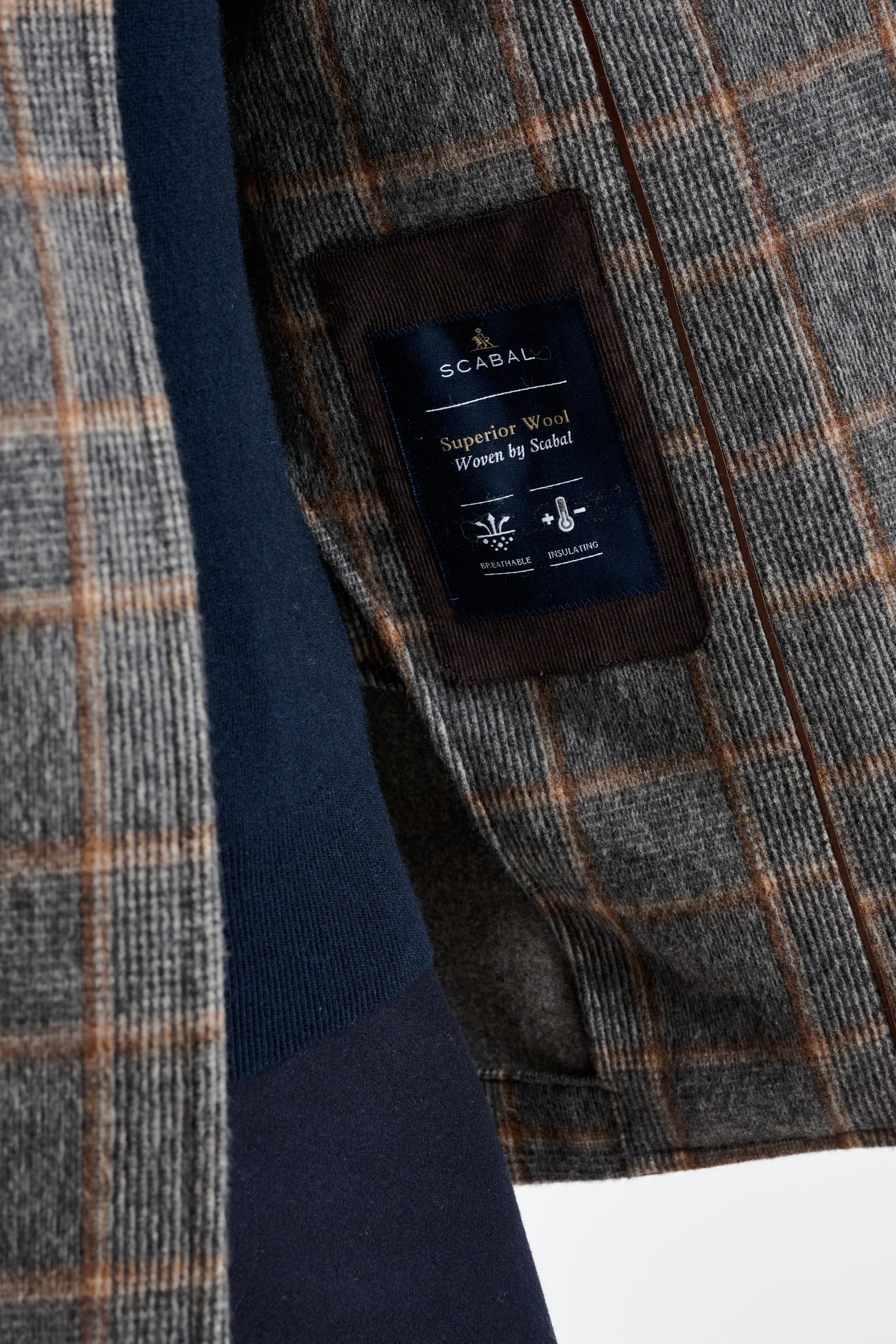 Grey Check Wool Nelson Peacoat — detail 6