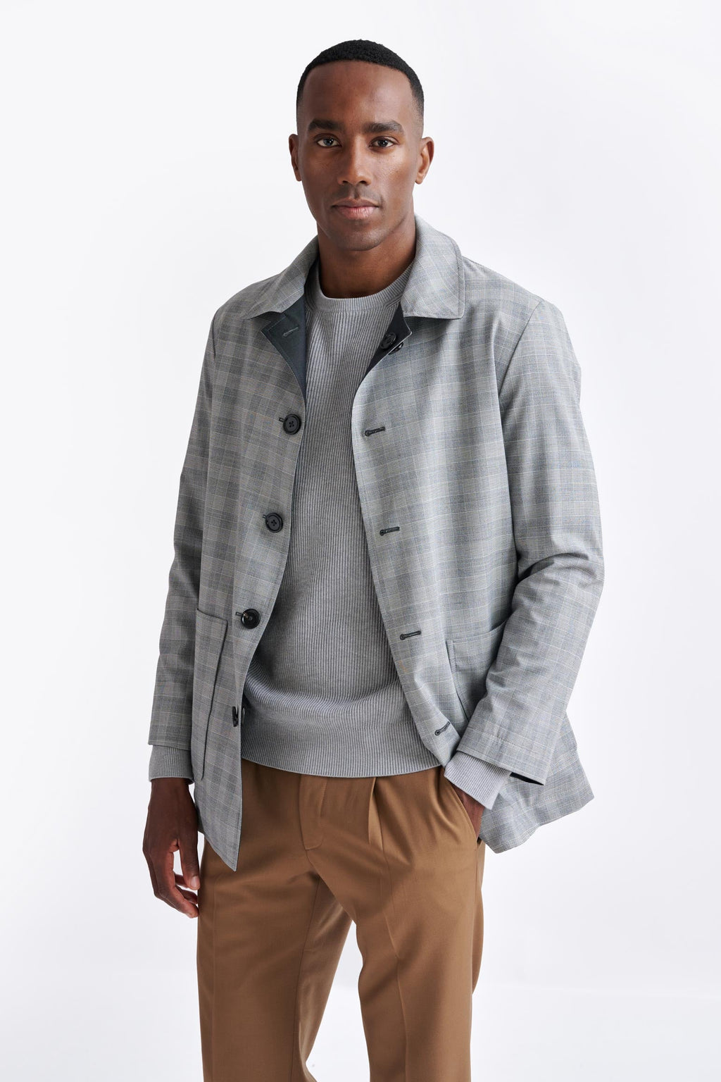Dark Grey Wool Twill Membrane Troy Reversible Jacket