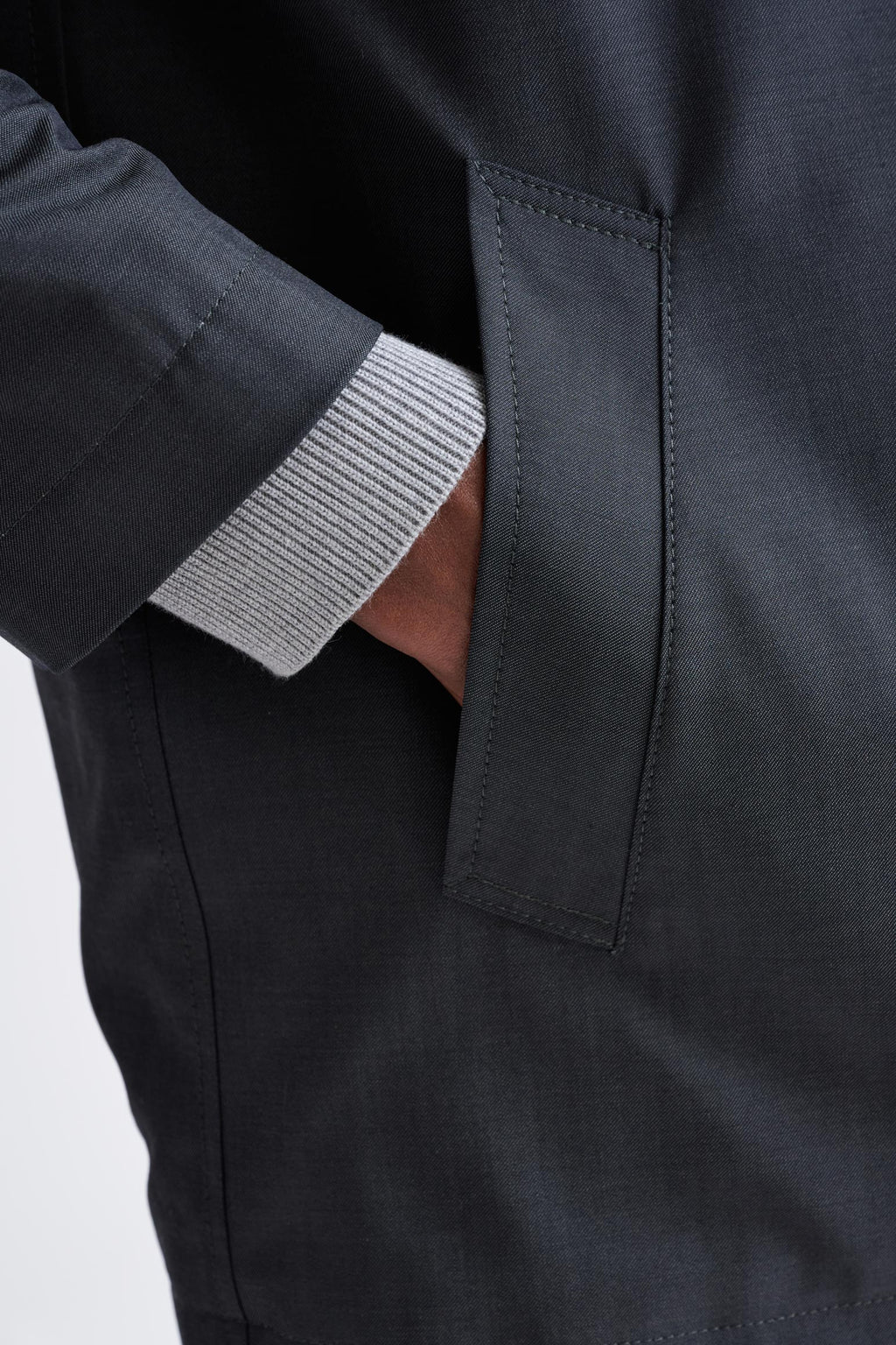 Dark Grey Wool Twill Membrane Troy Reversible Jacket — detail 1