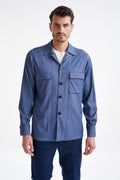 Blue Cotton Plymouth Overshirt Cashmere Denim