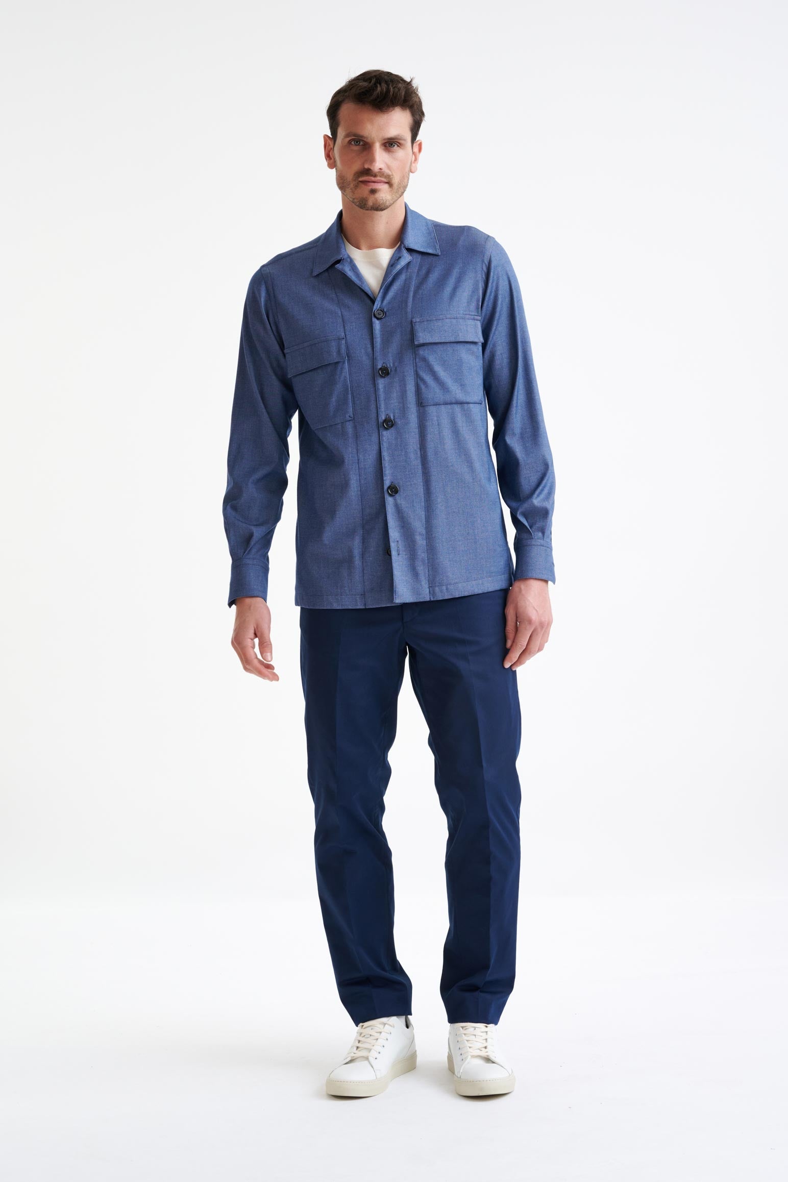 Blue Cotton Plymouth Overshirt Cashmere Denim — detail 1