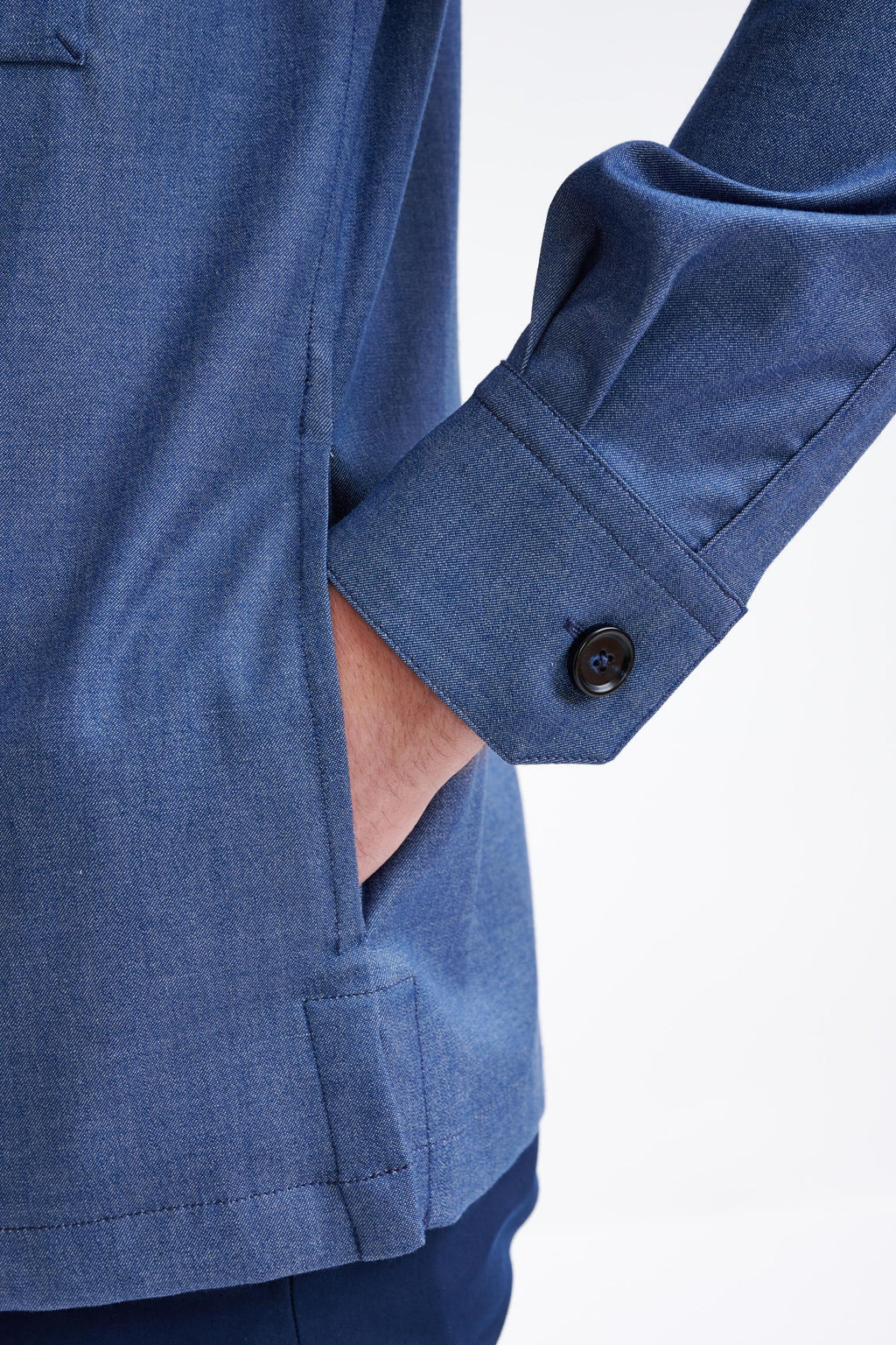 Blue Cotton Plymouth Overshirt Cashmere Denim — detail 3