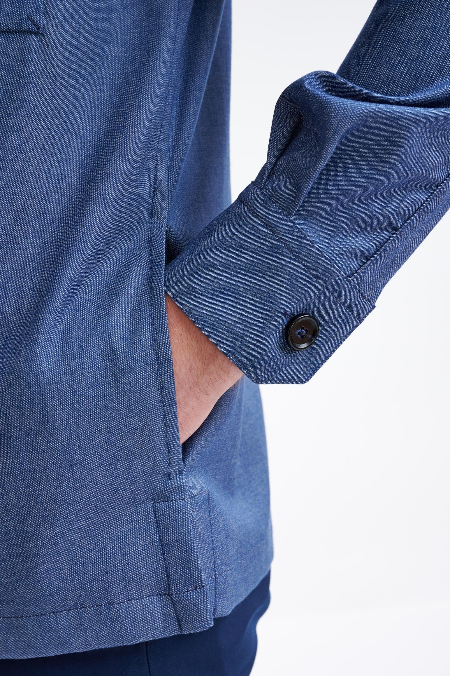 Blue Cotton Plymouth Overshirt Cashmere Denim — detail 3