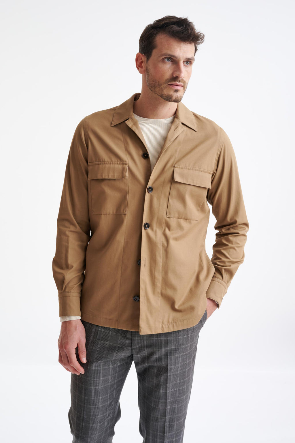 Beige Plymouth Overshirt Cashmere Cotton
