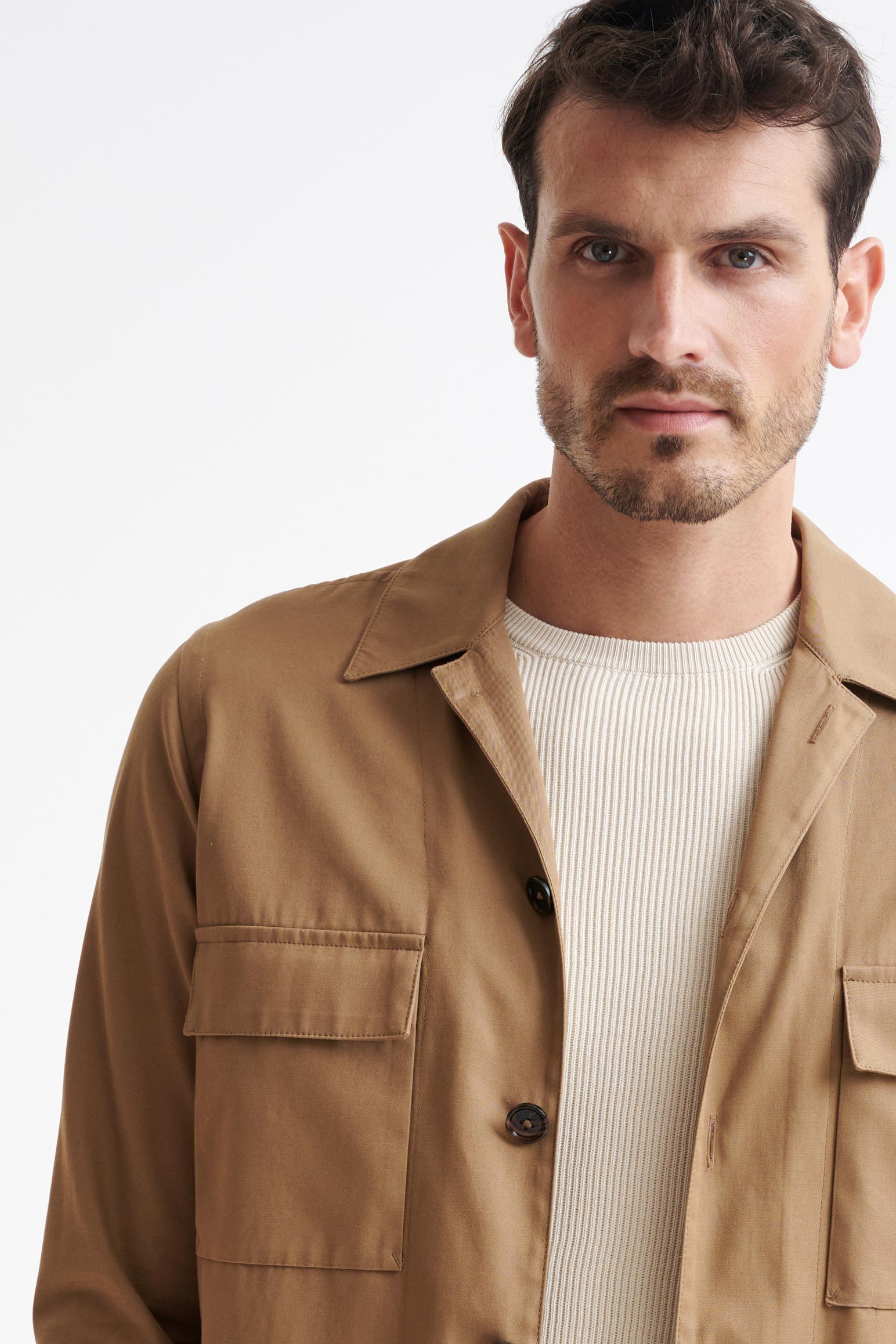 Beige Plymouth Overshirt Cashmere Cotton — detail 2