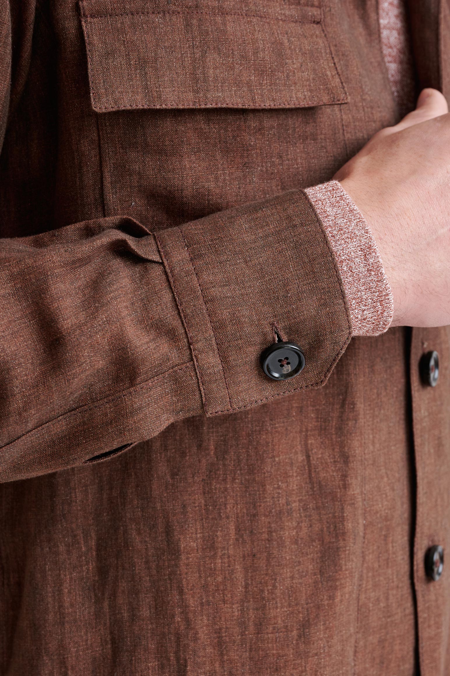 Brown Plymouth Overshirt Pure Linen — detail 3
