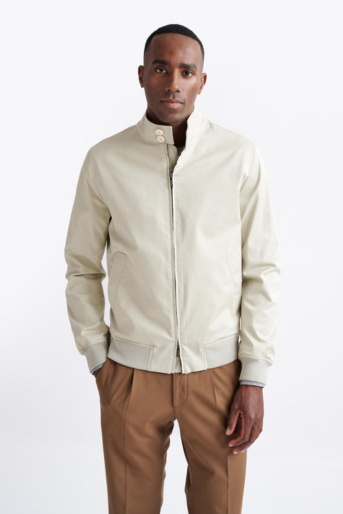 Beige Cashmere Cotton Warwick Bomber Jacket