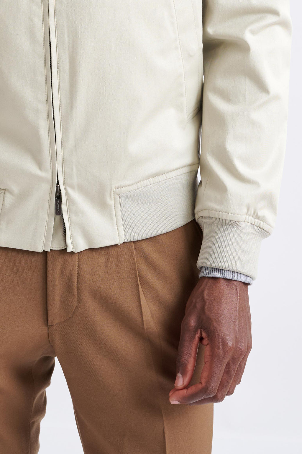 Beige Cashmere Cotton Warwick Bomber Jacket — detail 4