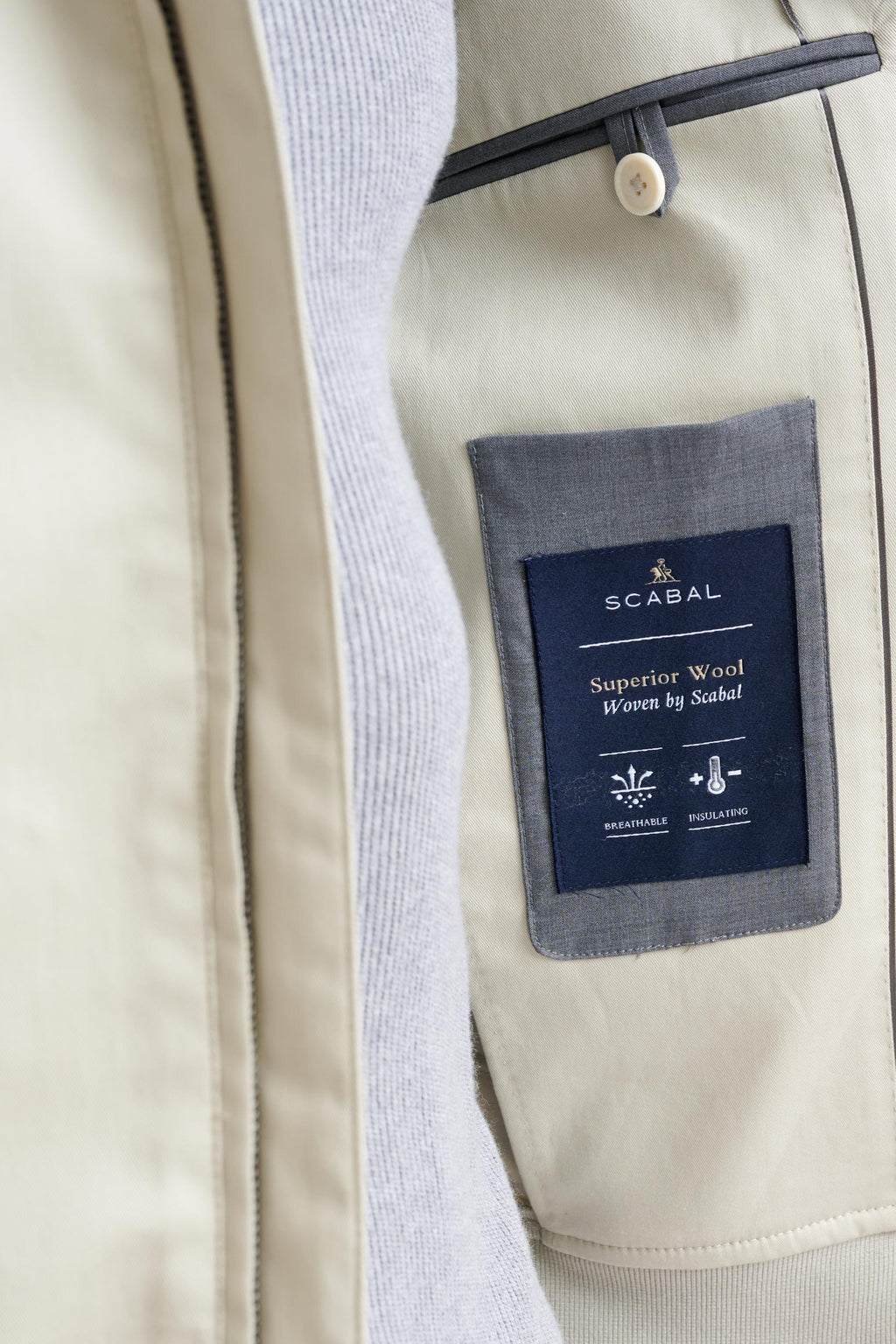 Beige Cashmere Cotton Warwick Bomber Jacket — detail 6