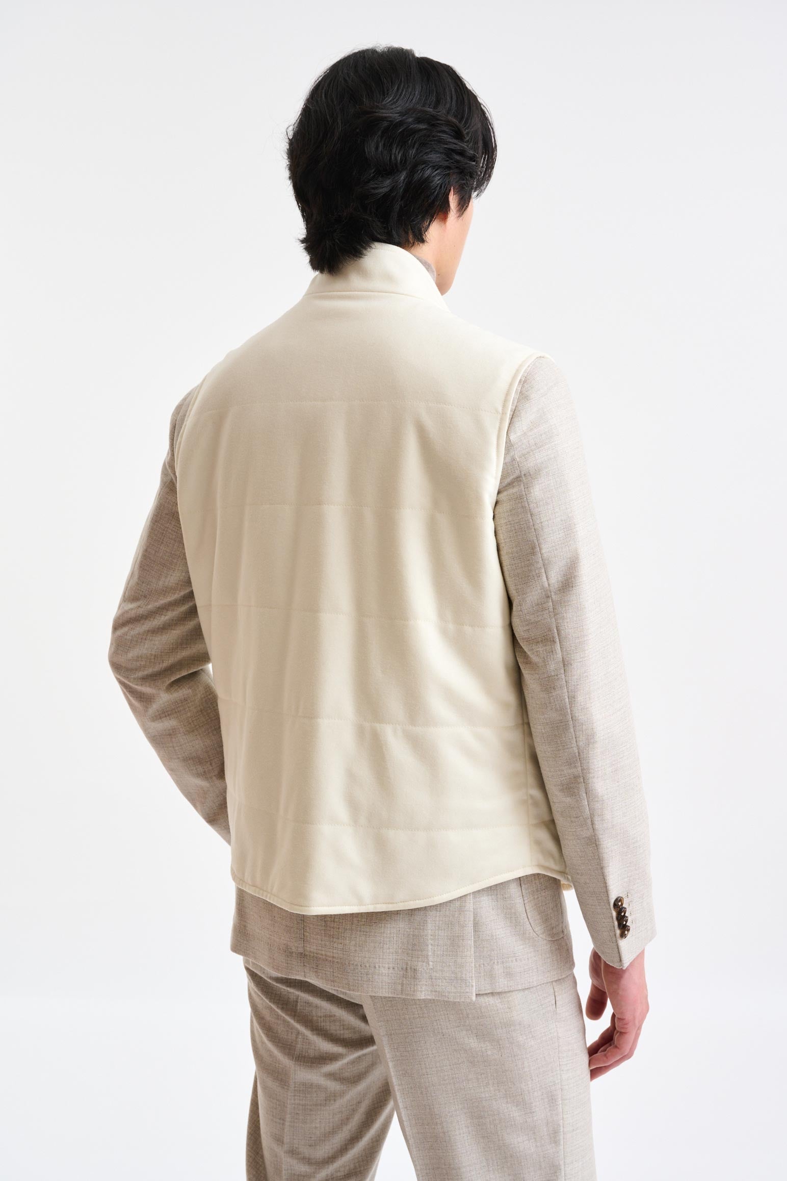 Light Beige Wool Keswick Waistcoat Flannel & Saxony — detail 4