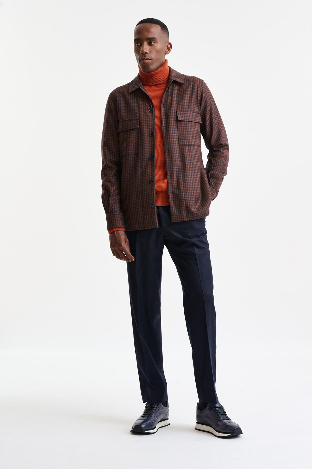 Medium Brown Wool Plymouth Overshirt Trend — detail 1