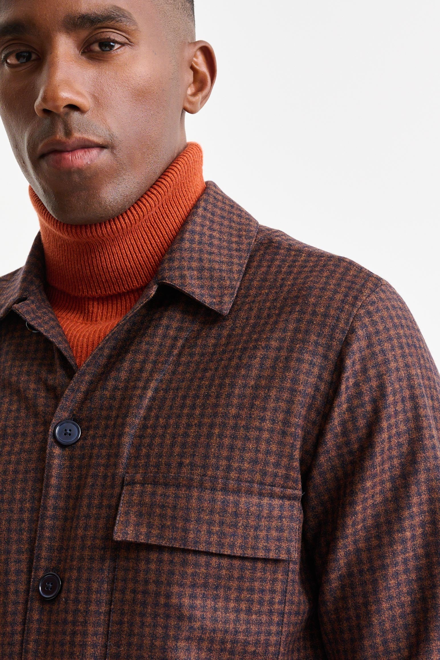 Medium Brown Wool Plymouth Overshirt Trend — detail 2
