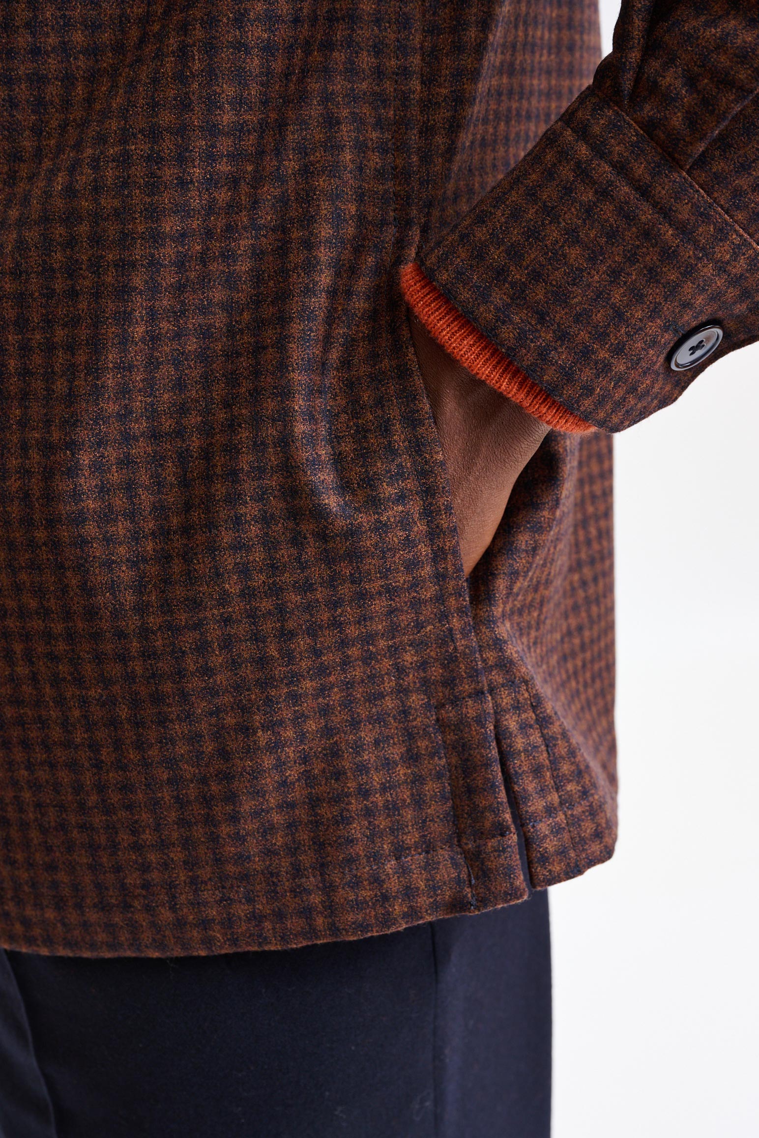Medium Brown Wool Plymouth Overshirt Trend — detail 3