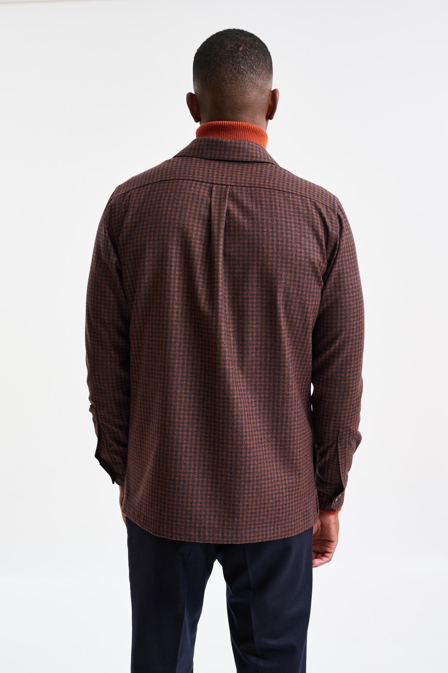 Medium Brown Wool Plymouth Overshirt Trend — detail 4