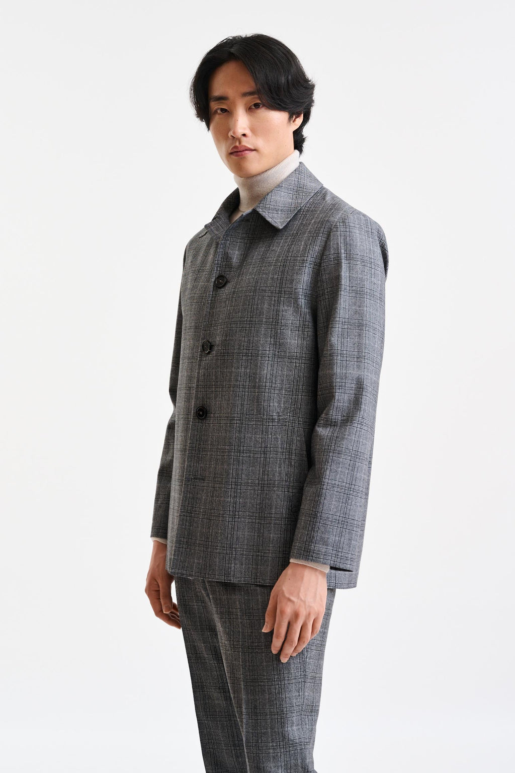 Check Grey Wool Troy Tech Jacket Hybrid — detail 1