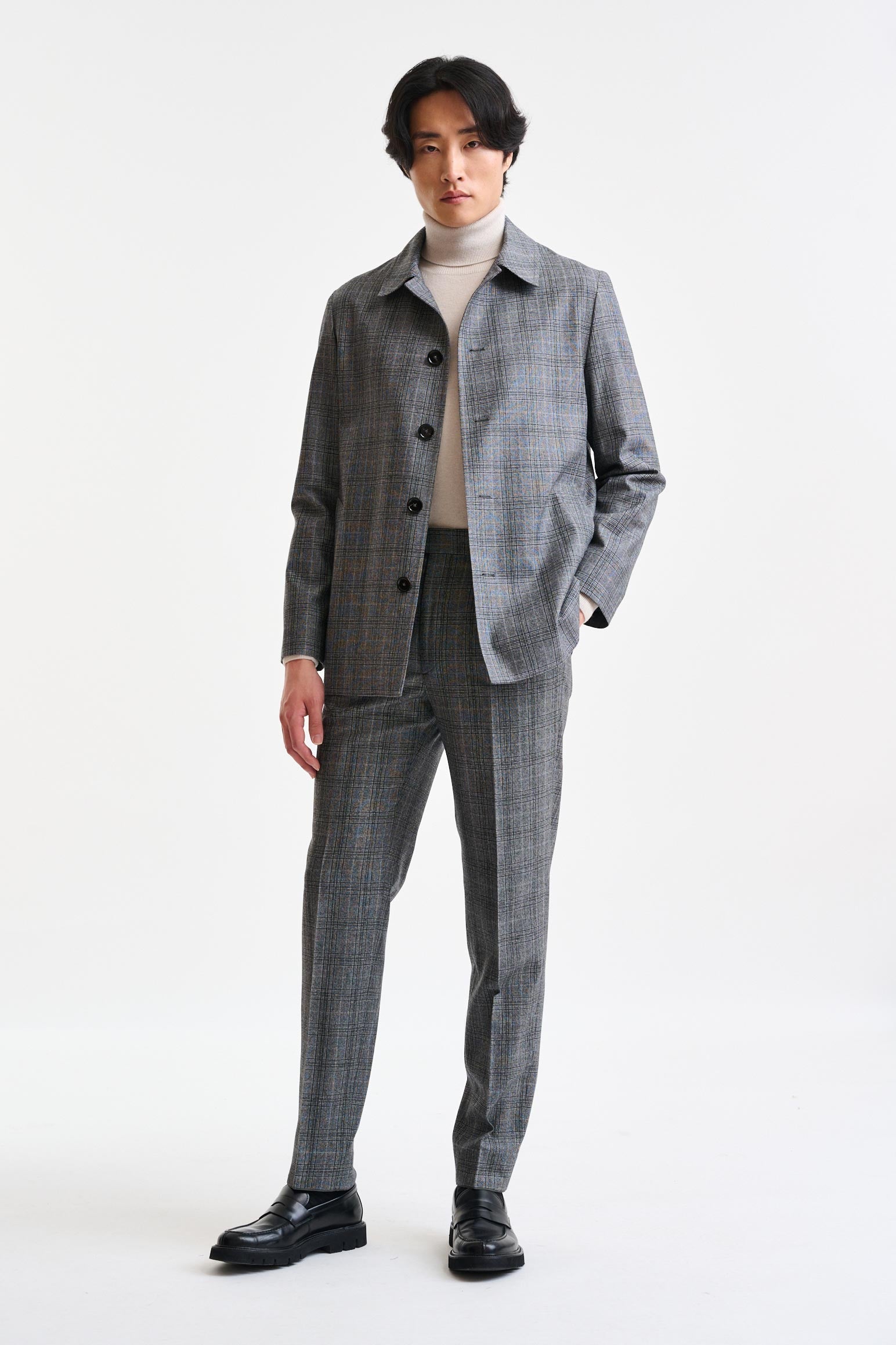 Check Grey Wool Troy Tech Jacket Hybrid — detail 2