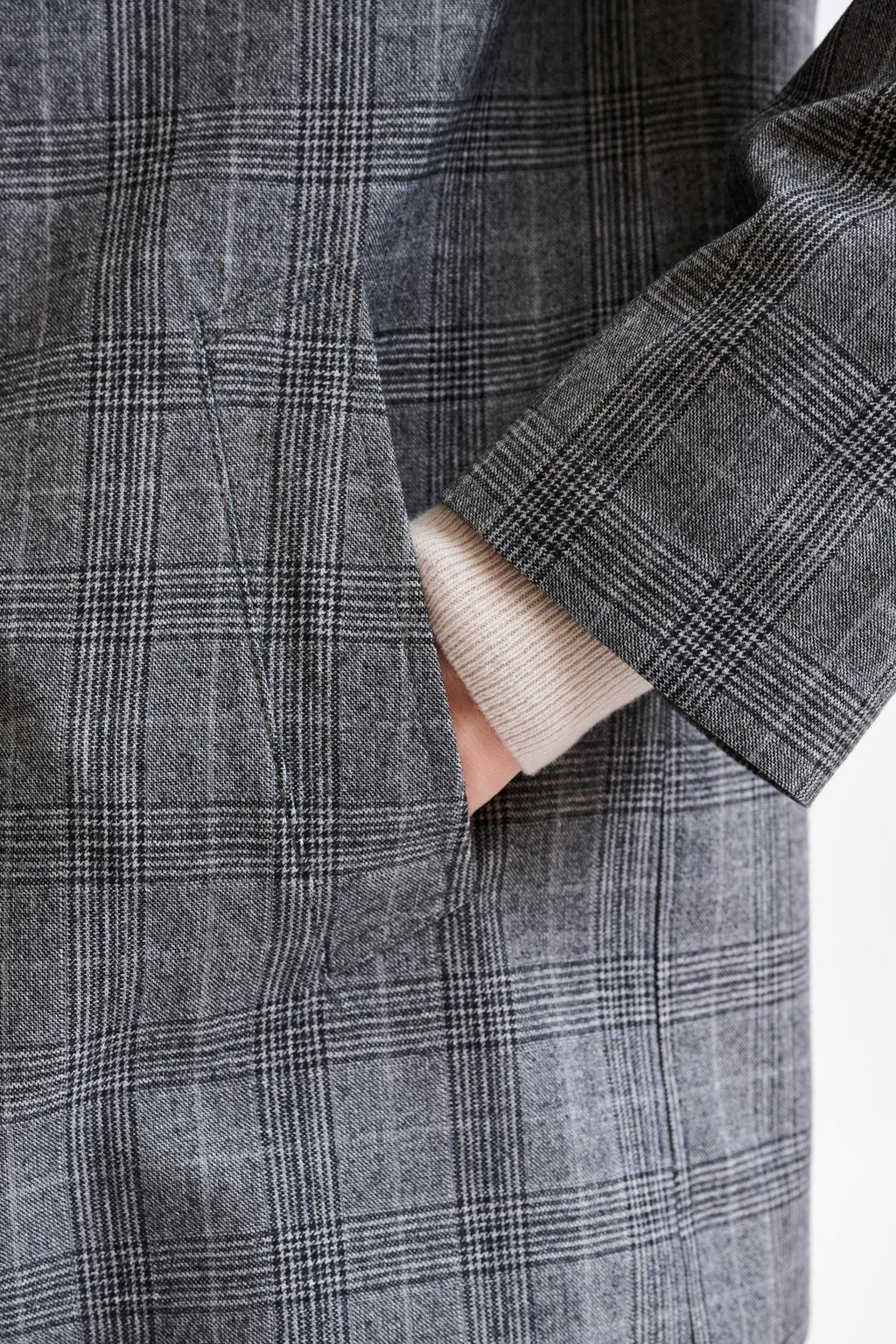 Check Grey Wool Troy Tech Jacket Hybrid — detail 4