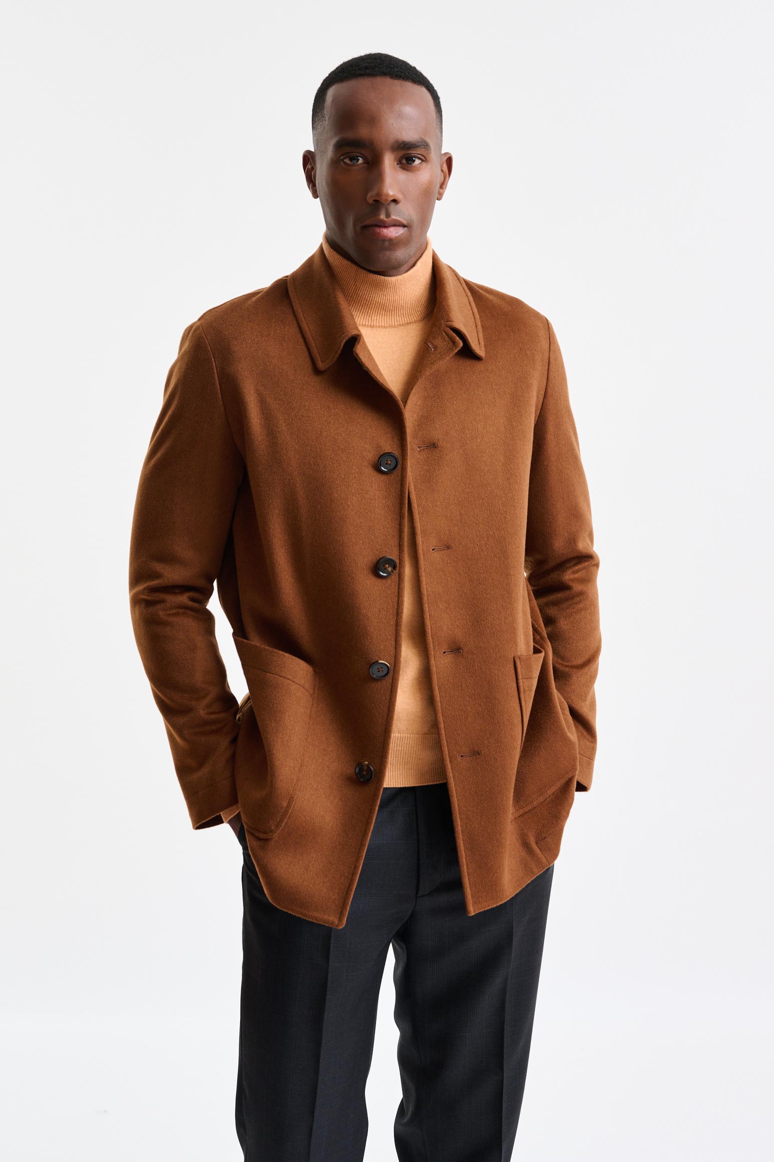 Medium Brown 100% Cashmere Troy Overcoat St. Moritz — detail 2