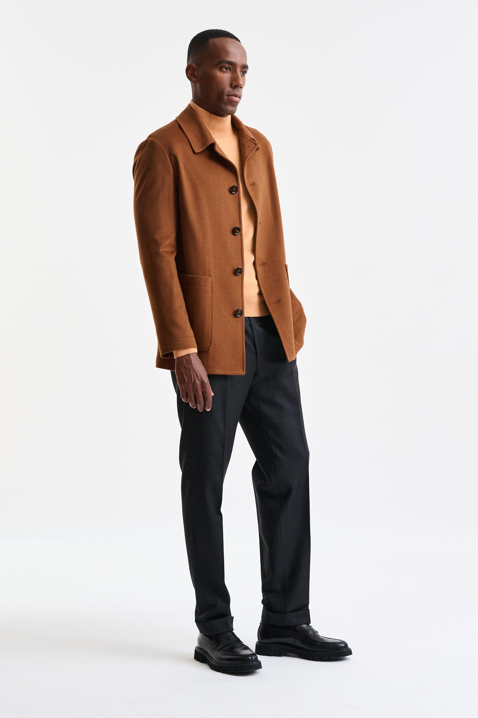Medium Brown 100% Cashmere Troy Overcoat St. Moritz — detail 5