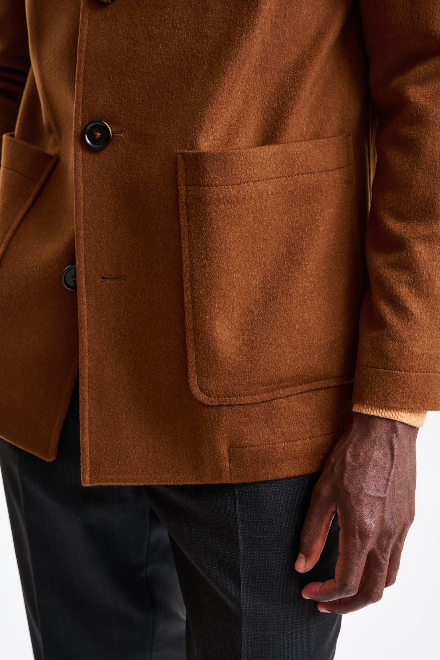 Medium Brown 100% Cashmere Troy Overcoat St. Moritz — detail 3