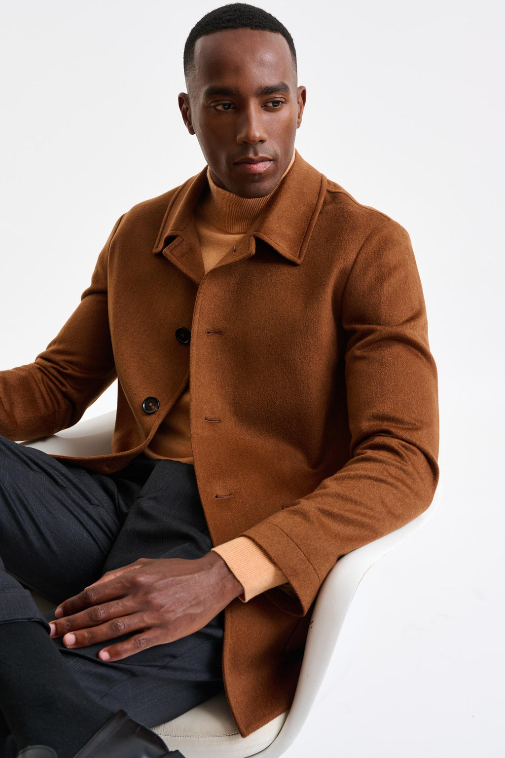 Medium Brown 100% Cashmere Troy Overcoat St. Moritz — detail 6