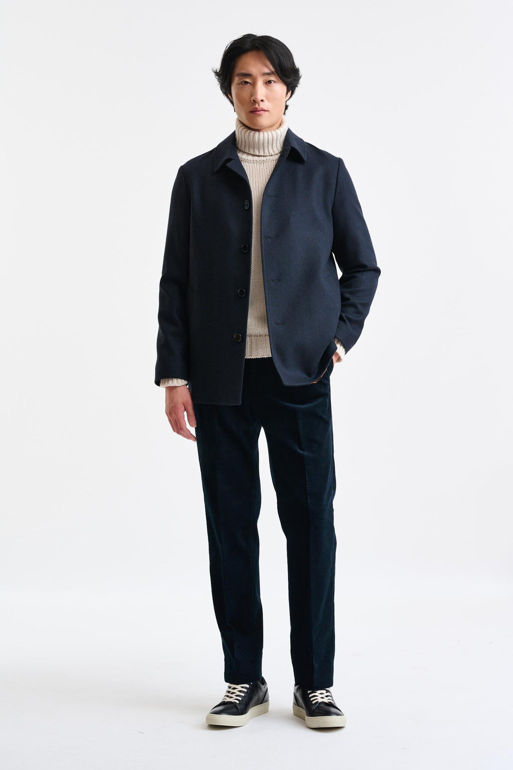 Dark Blue 100% Wool Troy Jacket Zeus — detail 1