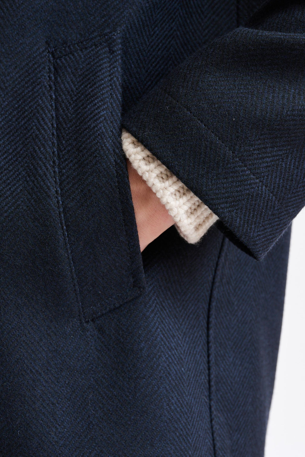 Dark Blue 100% Wool Troy Jacket Zeus — detail 3
