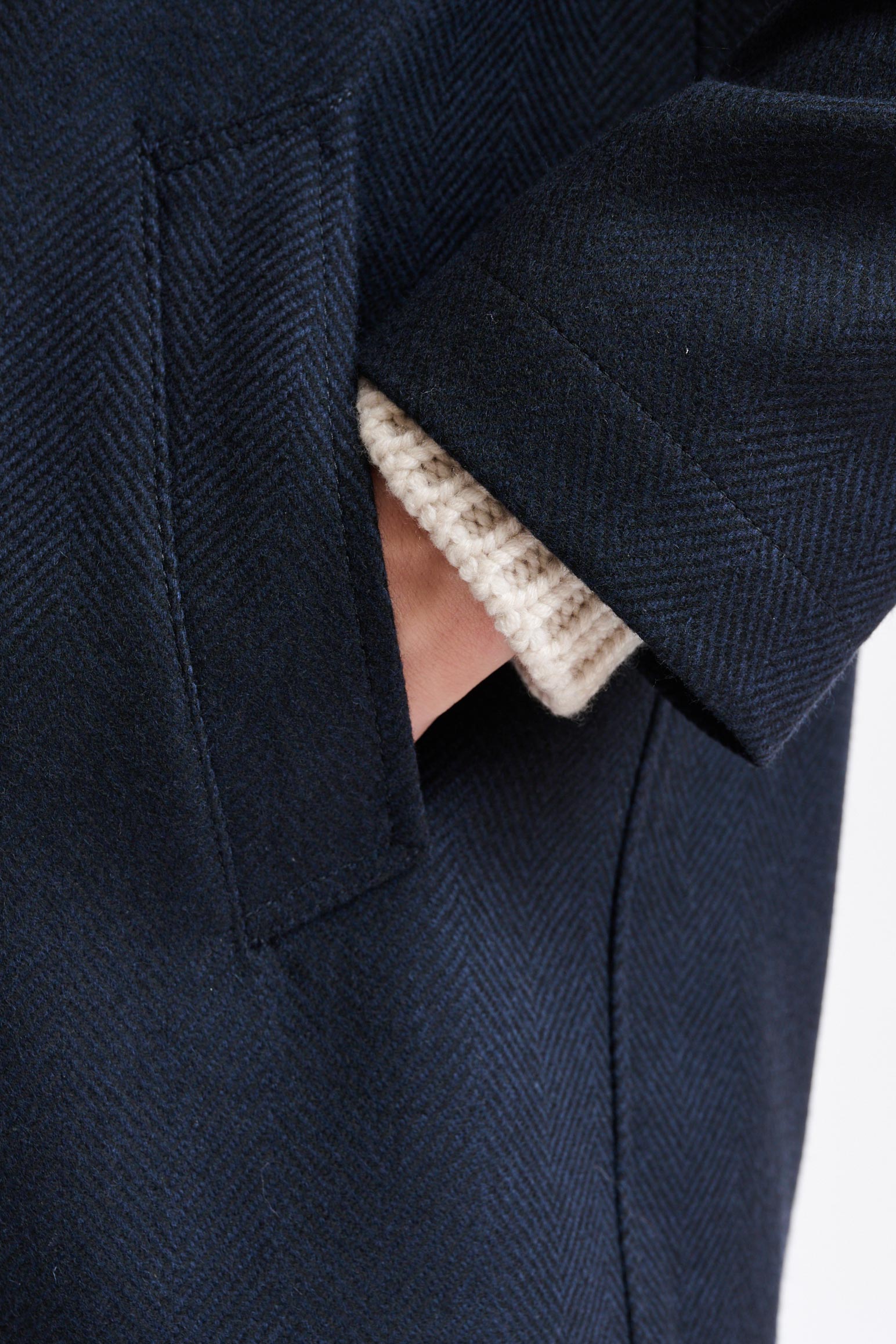 Dark Blue 100% Wool Troy Jacket Zeus — detail 3