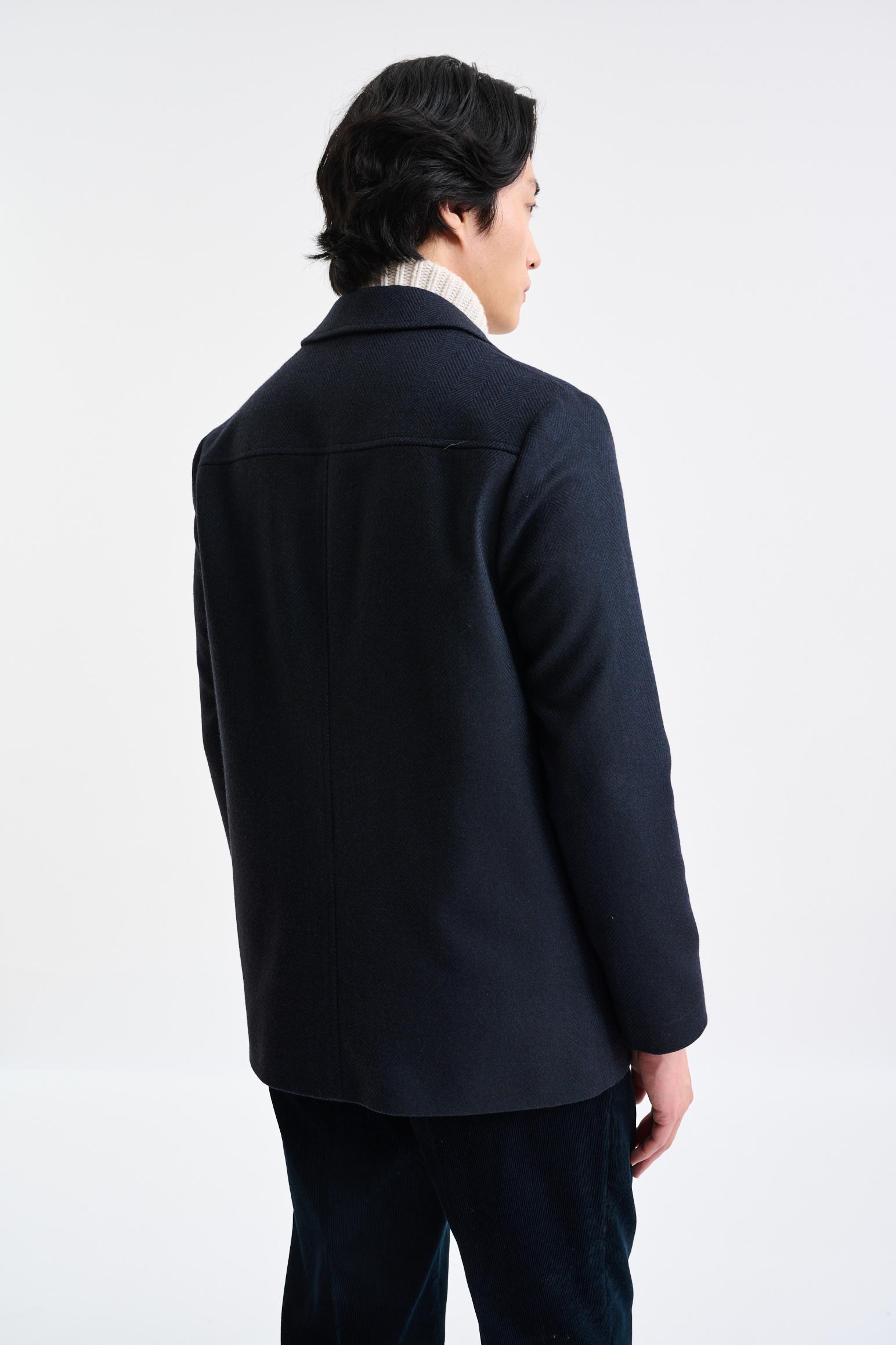 Dark Blue 100% Wool Troy Jacket Zeus — detail 4