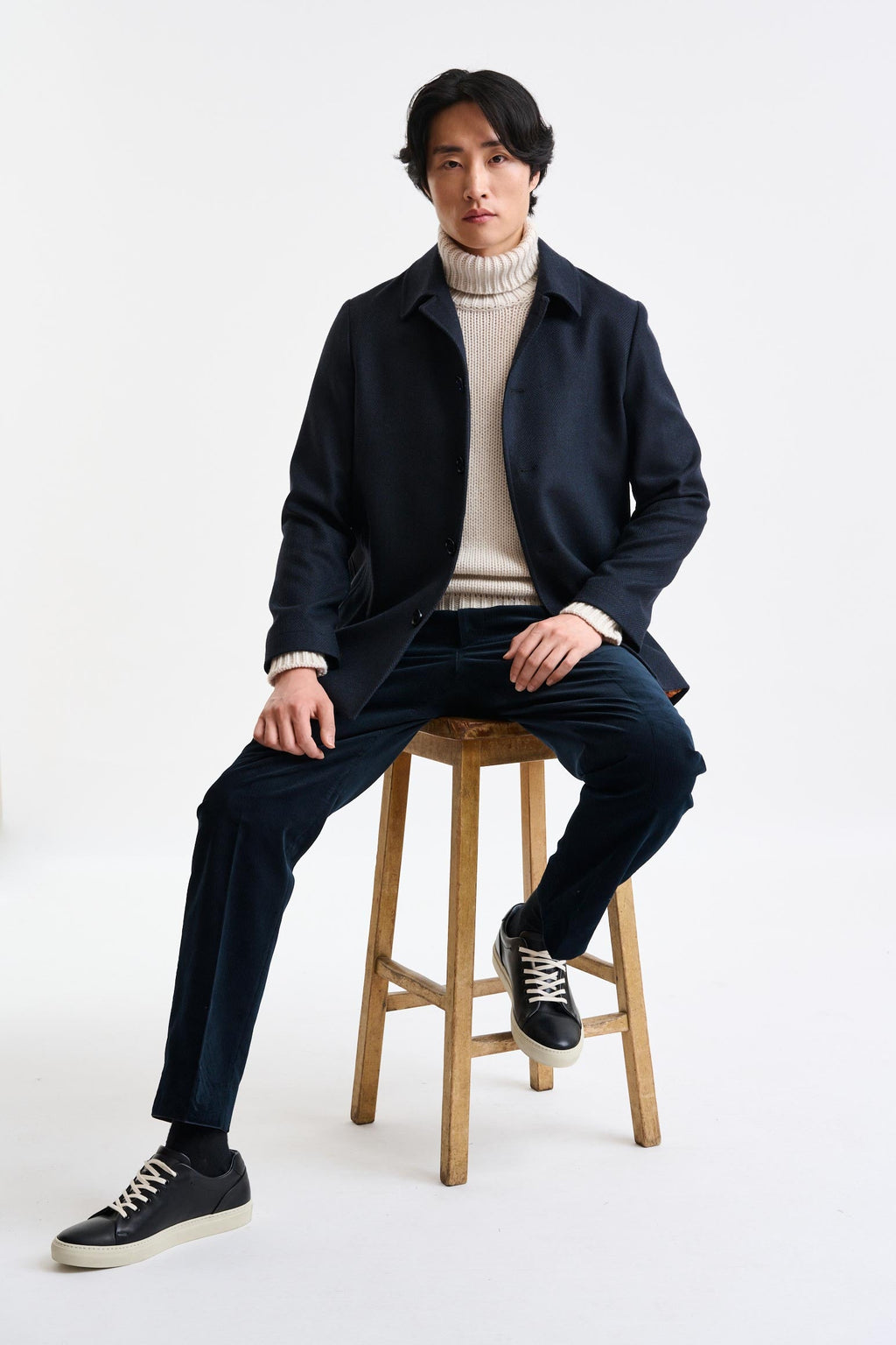 Dark Blue 100% Wool Troy Jacket Zeus — detail 6