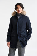 Dark Blue Wool Bedford Parka Zeus