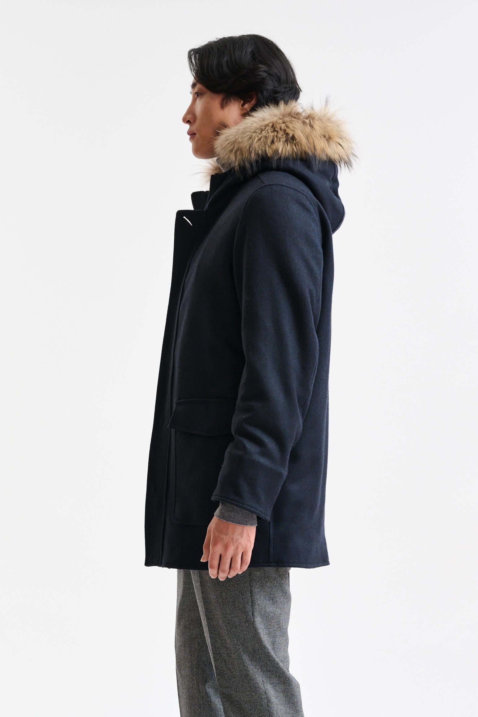 Dark Blue Wool Bedford Parka Zeus — detail 2