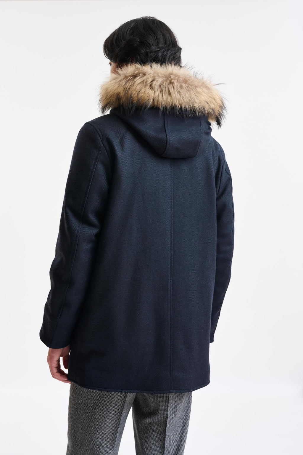 Dark Blue Wool Bedford Parka Zeus — detail 5