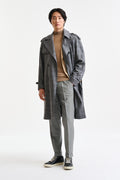 Grey Check Wool Marlow Tech Trench Coat Hybrid