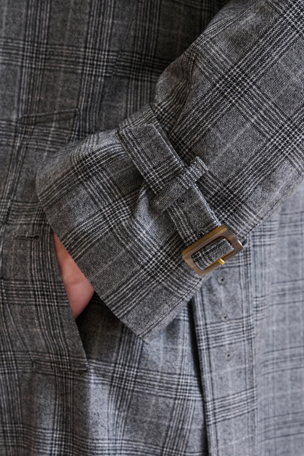 Grey Check Wool Marlow Tech Trench Coat Hybrid — detail 3
